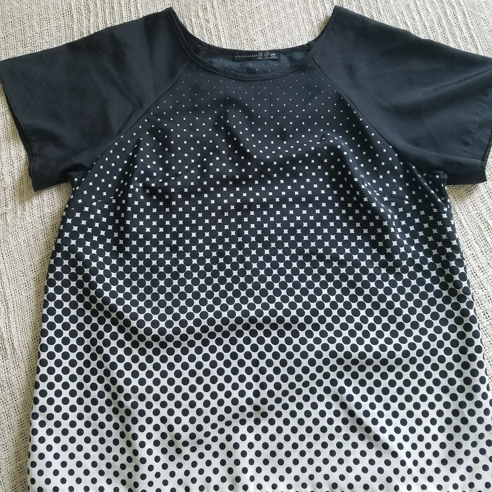Atmosphere Black and White Silk Blouse
